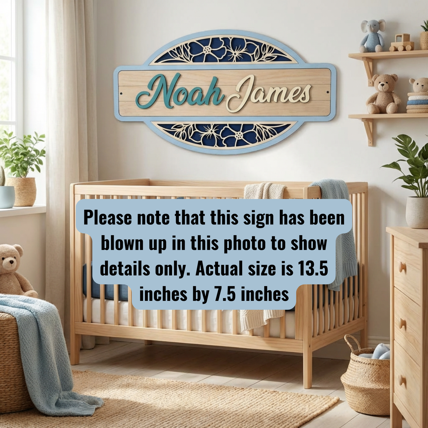 Personalized Baby Name Wooden Sign – Laser Cut Nursery & Kids Room Decor