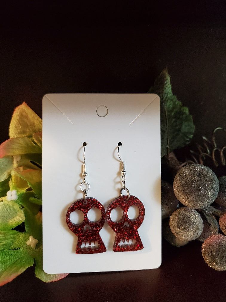 Laser Cut Skull Acrylic Earrings