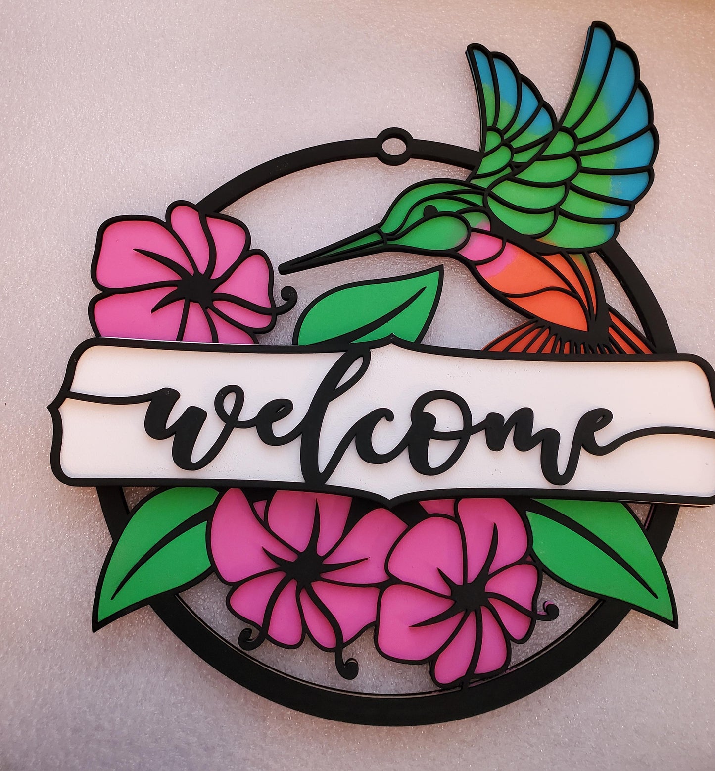 4 Layer Hummingbird laser Cut Sign