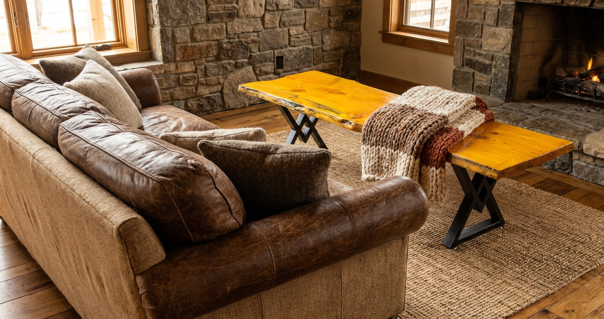 Live-Edge Wood Bench with Adjustable Metal Legs | Rustic Industrial Furniture – It's Knot Unusual