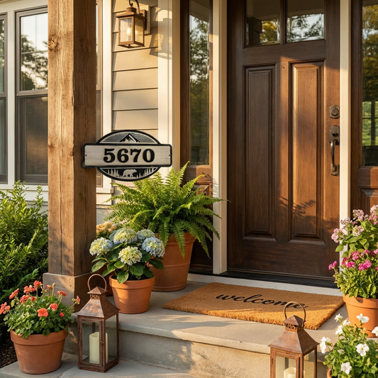 Personalized Wooden Address Sign – Laser Cut House Number Porch Decor