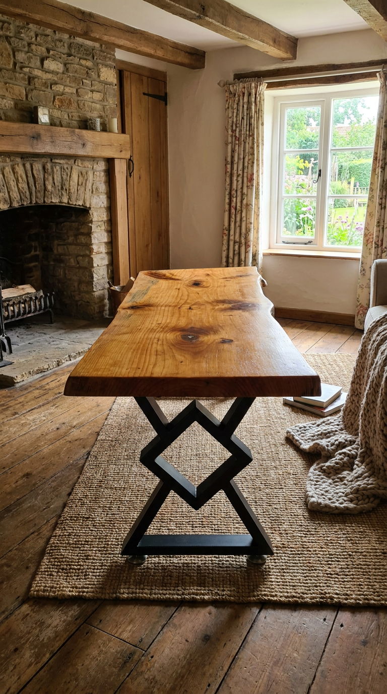Live-Edge Wood Bench with Adjustable Metal Legs | Rustic Industrial Furniture – It's Knot Unusual