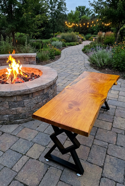 Live-Edge Wood Bench with Adjustable Metal Legs | Rustic Industrial Furniture – It's Knot Unusual
