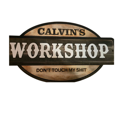 Personalized Workshop Wooden Sign – Laser Cut Garage & Man Cave Wall Decor