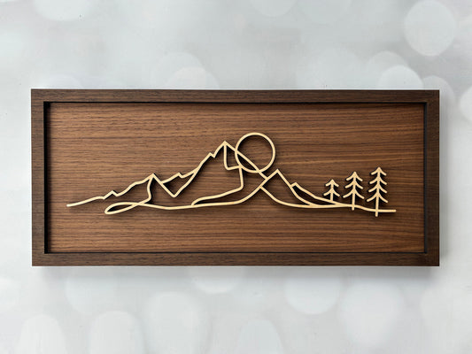 Mountain Scene Line Art Style Sign