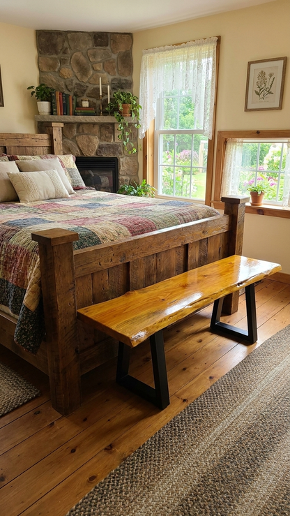 Live-Edge Wood Bench with Adjustable Metal Legs | Rustic Industrial Furniture – It's Knot Unusual
