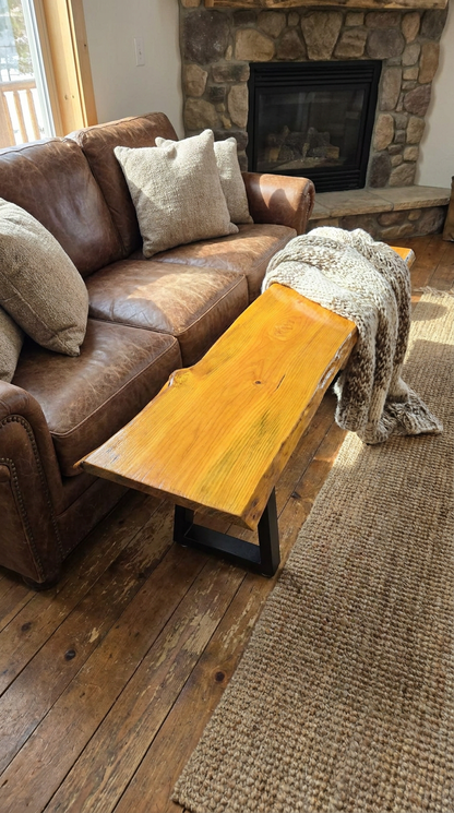Live-Edge Wood Bench with Adjustable Metal Legs | Rustic Industrial Furniture – It's Knot Unusual