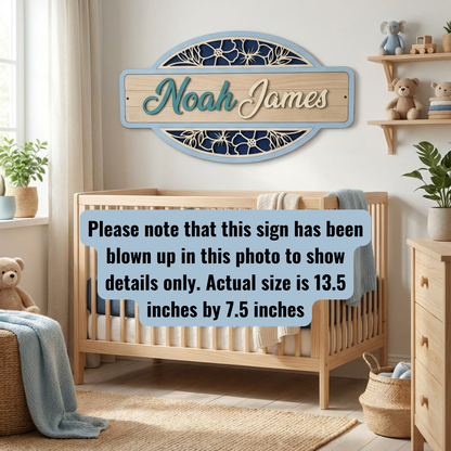 Personalized Baby Name Wooden Sign – Laser Cut Nursery & Kids Room Decor